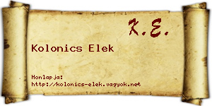 Kolonics Elek névjegykártya