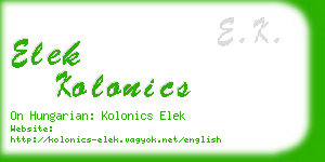 elek kolonics business card